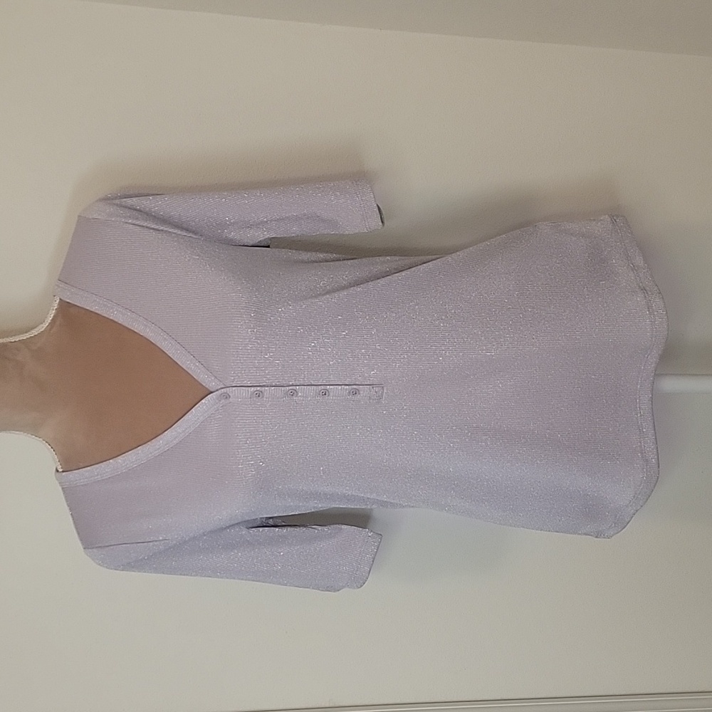 GAP Size M Essential Rib Henley T Shirt, Purple Lotus /Metallic Threading, NEW